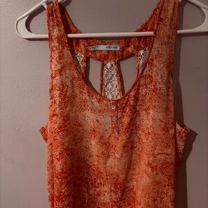 Maurices Orange Sleeveless Cut Out Tank Top